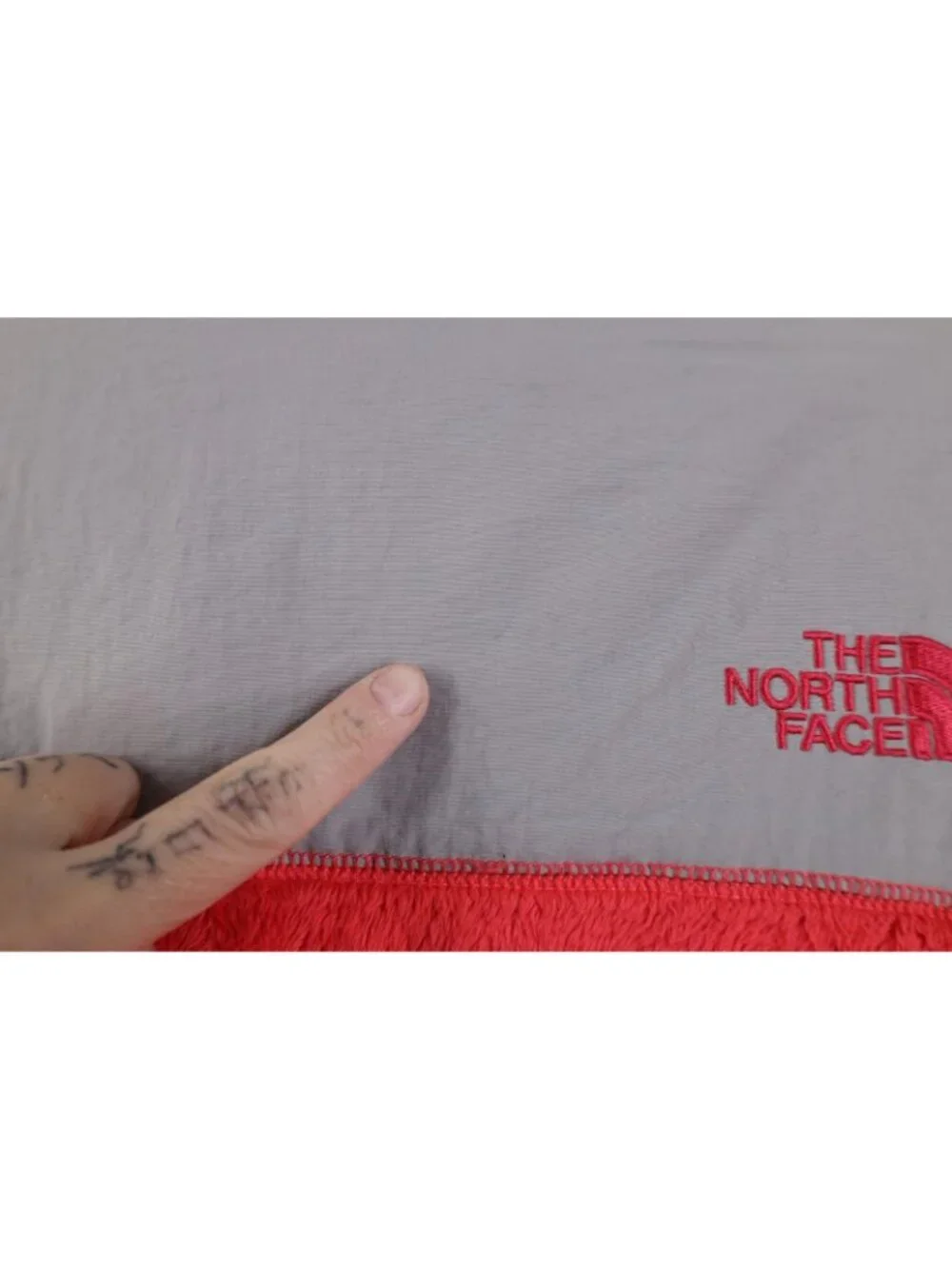 Vtg Y2K The North Face Girls Large Spell Out Shag Fleece Full Zip Jacket Pink